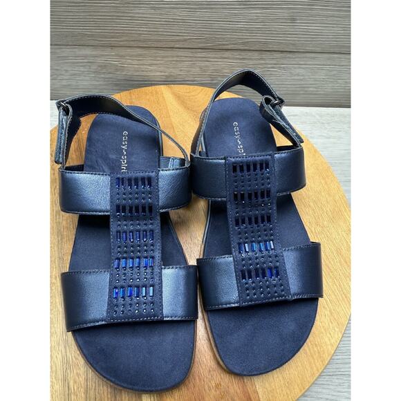 Easy Spirit Women’s Hazel Wedge Sandal, Blue, 6 WW - Picture 4 of 6